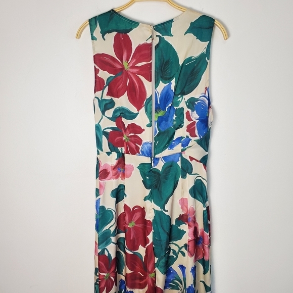 Zara Floral Satin Wide Leg Sleeveless Jumpsuit - Picture 9 of 14